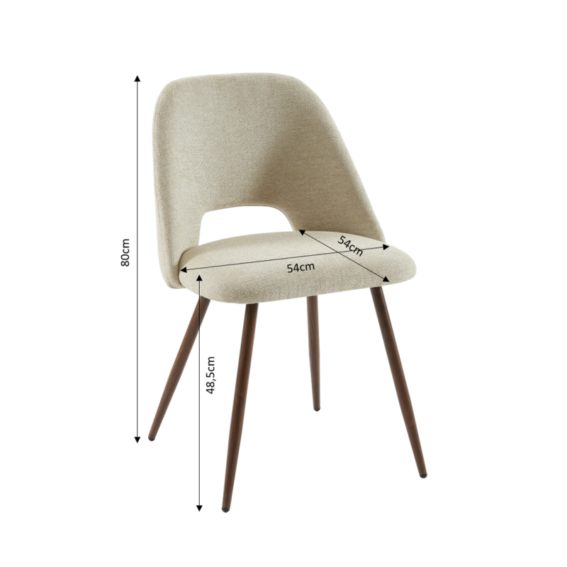 Lot de 2 chaises ELISABETH tissu beige pieds effet noyer