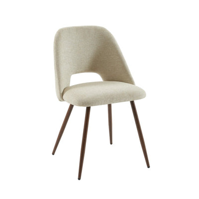 Lot de 2 chaises ELISABETH tissu beige pieds effet noyer