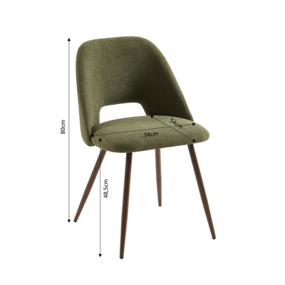 Lot de 2 chaises ELISABETH tissu vert pieds effet noyer