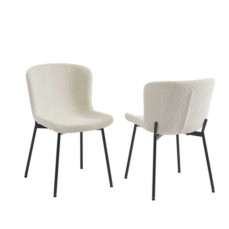 Lot de 2 chaises GIJA tissu beige pieds métal noir