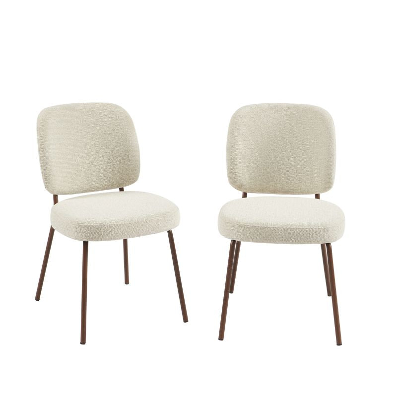 Lot de 2 chaises tissu beige pieds effet bois, design moderne et chaleureux