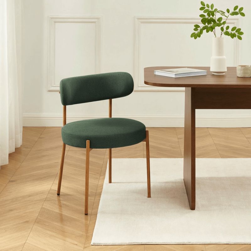 Lot de 2 chaises NOA tissu vert pieds métal finition bois