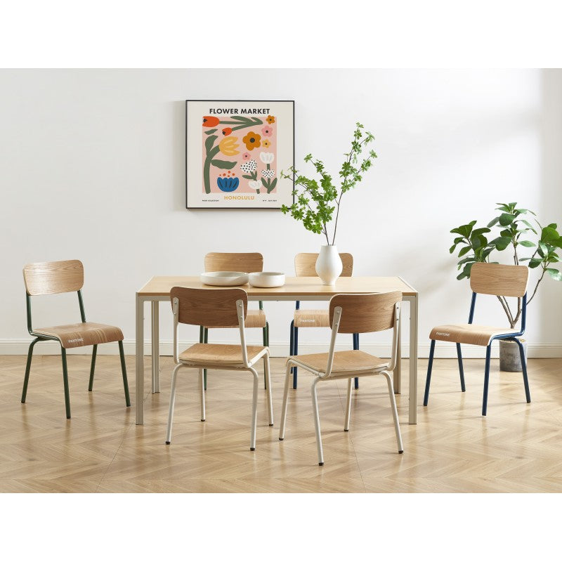 Lot de 2 chaises PANTONE bleu nuit et placage frêne pieds métal
