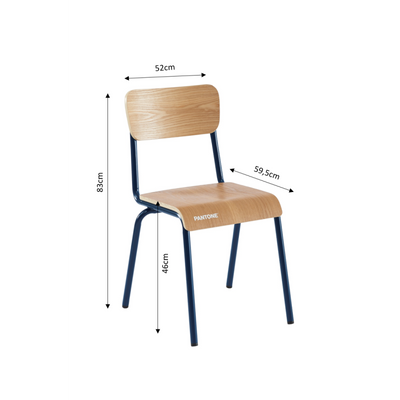 Lot de 2 chaises PANTONE bleu nuit et placage frêne pieds métal