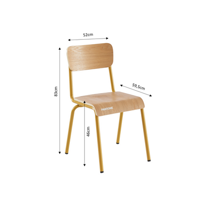 Lot de 2 chaises PANTONE jaune moutarde et placage frêne pieds métal