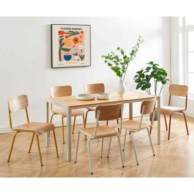 Lot de 2 chaises PANTONE jaune moutarde et placage frêne pieds métal