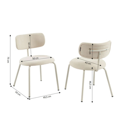 Lot de 2 chaises PANTONE tissu et pieds métal beige sable