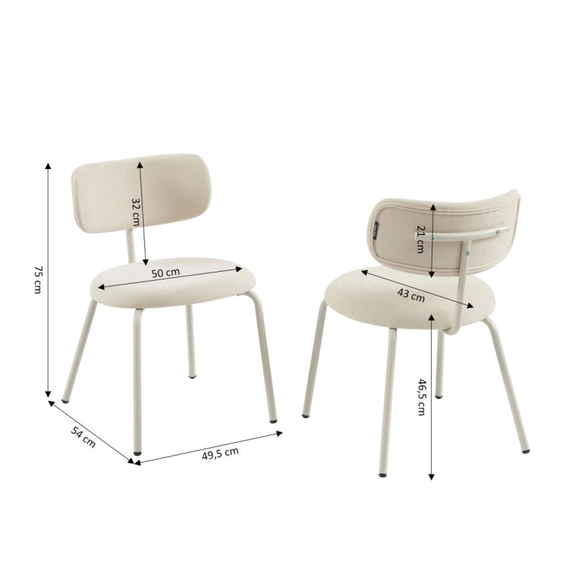 Lot de 2 chaises PANTONE tissu et pieds métal beige sable