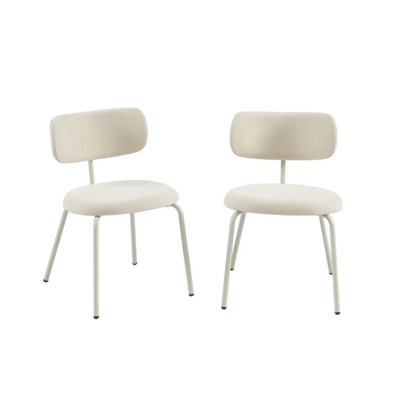Lot de 2 chaises tissu et pieds métal beige sable, style industriel moderne