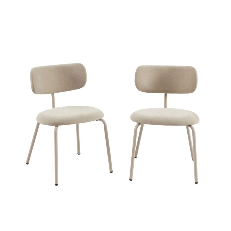 Lot de 2 chaises tissu et pieds métal taupe, style industriel moderne
