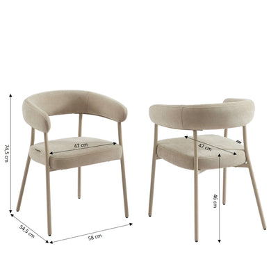 Lot de 2 chaises PANTONE tissu et pieds métal taupe