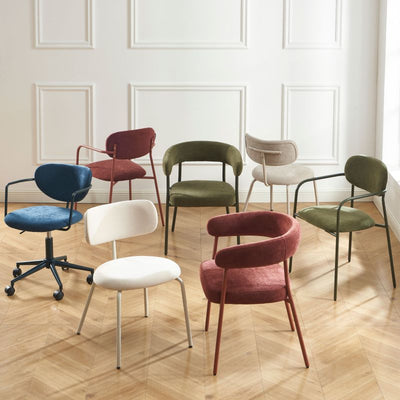 Lot de 2 chaises PANTONE tissu et pieds métal vert olive