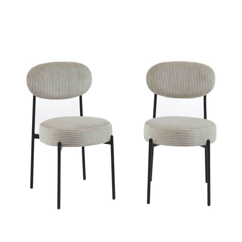 Lot de 2 chaises velours côtelé taupe TEINA, assise généreuse pour salle à manger