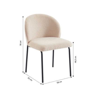 Lot de 2 chaises ZANA tissu bouclette taupe