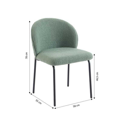 Lot de 2 chaises ZANA tissu bouclette vert