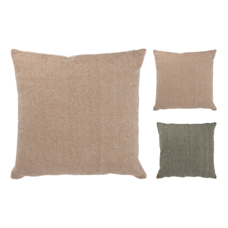 Lot de 2 coussins décoratifs 45x45cm en coton tissé beige et vert, confort et style