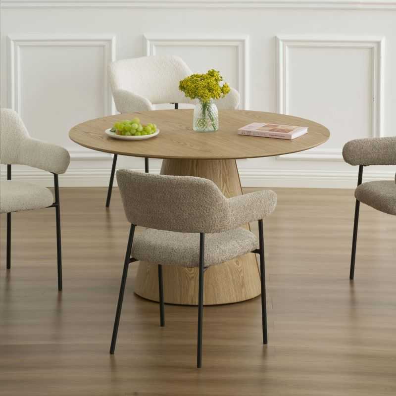 Lot de 2 fauteuils repas IVAN tissu beige pieds métal noir