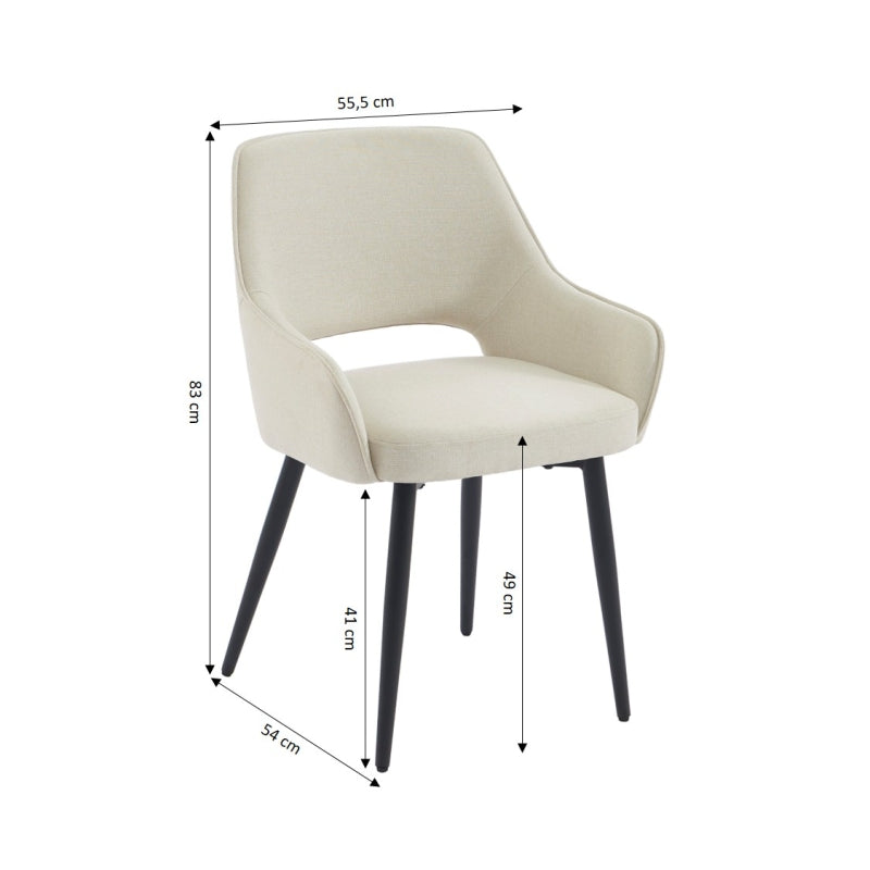 Lot de 2 fauteuils UNNI tissu beige pieds métal noir