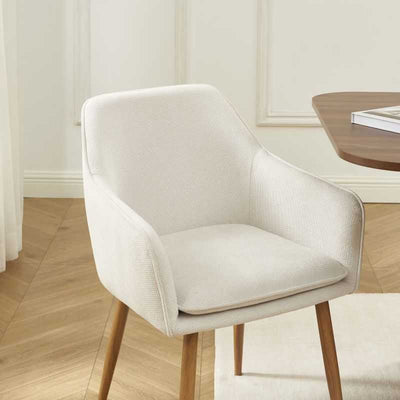 Lot de 2 fauteuils KALLI tissu écru pieds métal finition bois