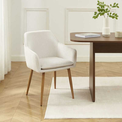 Lot de 2 fauteuils KALLI tissu écru pieds métal finition bois