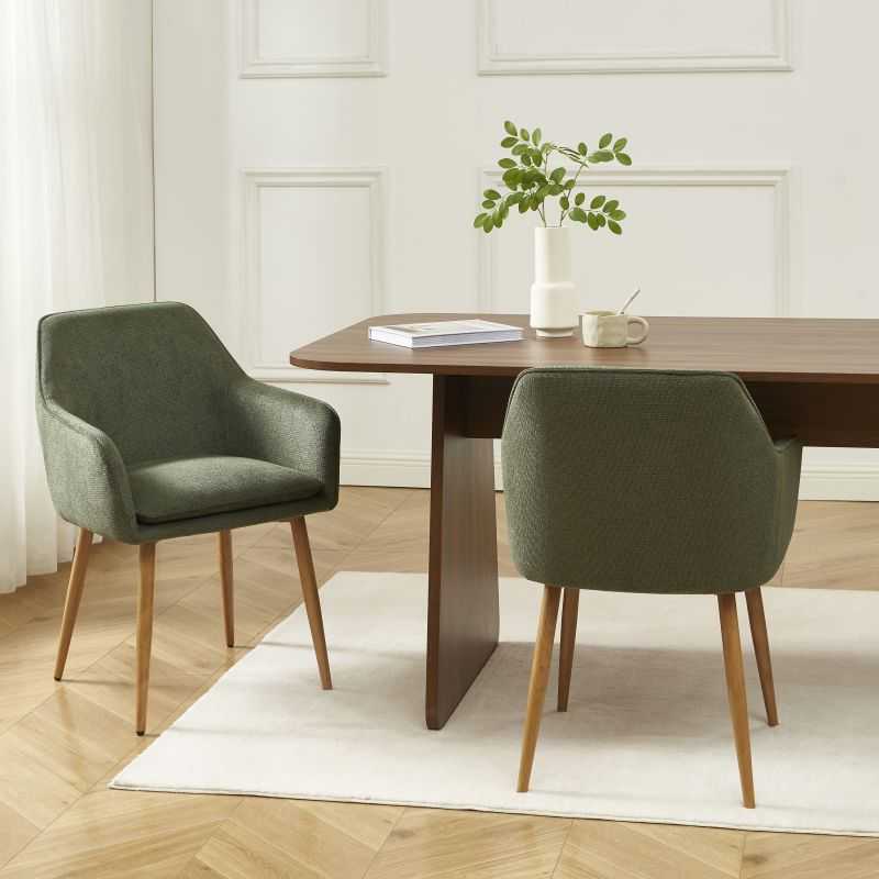 Lot de 2 fauteuils KALLI tissu vert pieds métal finition bois