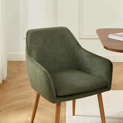 Lot de 2 fauteuils KALLI tissu vert pieds métal finition bois