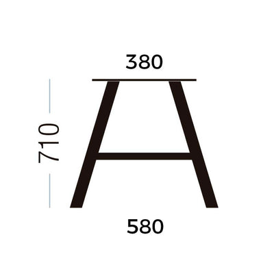 Pied de table forme chevalet : Acier noir mat époxy, 710 × 580 mm — vendu à l'unité, vis incluses