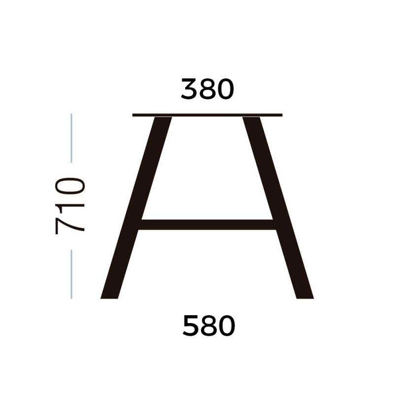 Pied de table forme chevalet : Acier noir mat époxy, 710 × 580 mm — vendu à l'unité, vis incluses