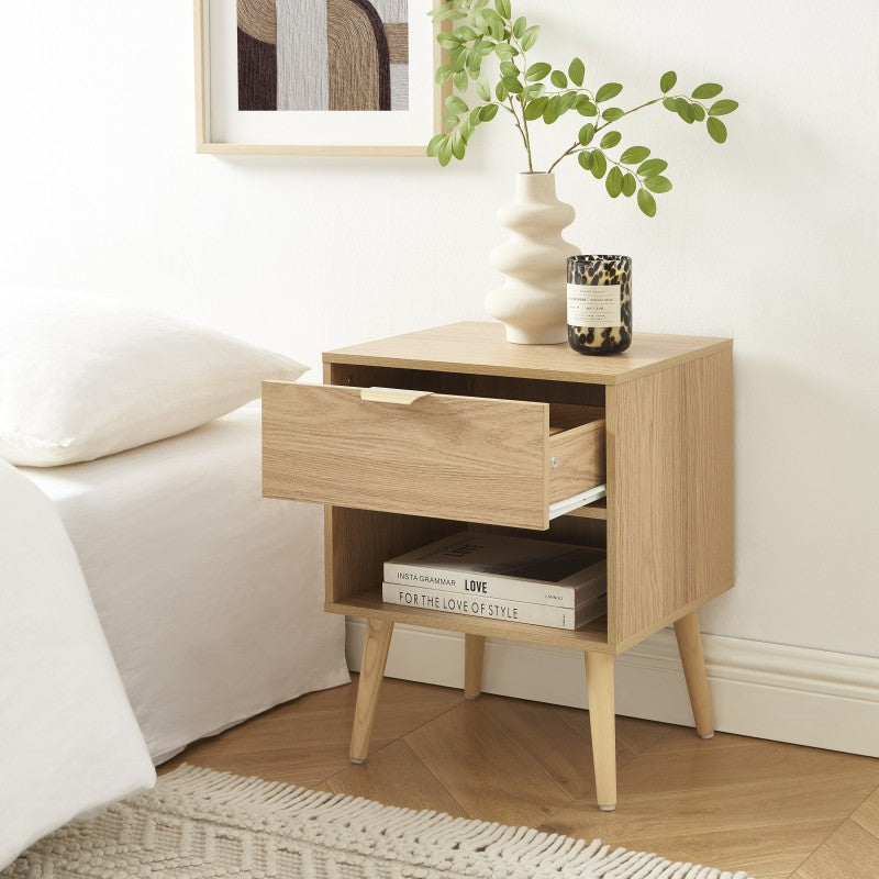Lot de 2 tables de chevet JEANNE effet chêne