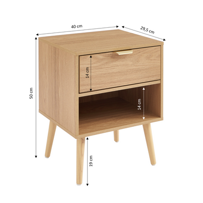 Lot de 2 tables de chevet JEANNE effet chêne