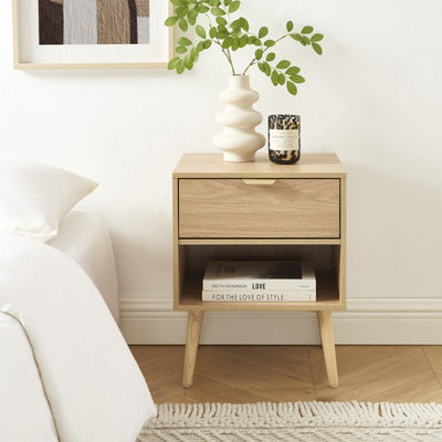 Lot de 2 tables de chevet JEANNE effet chêne