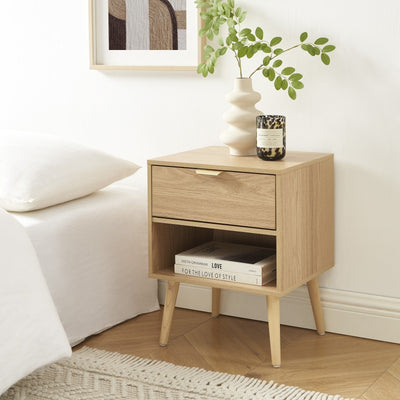 Lot de 2 tables de chevet JEANNE effet chêne
