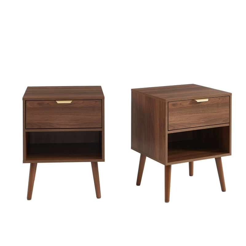 Lot de 2 tables de chevet effet noyer JEANNE, meubles chambre élégants sur mesure
