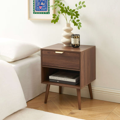 Lot de 2 tables de chevet JEANNE effet noyer