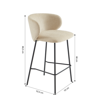 Lot de 2 tabourets de bar CASSIE tissu chenille beige H66 cm