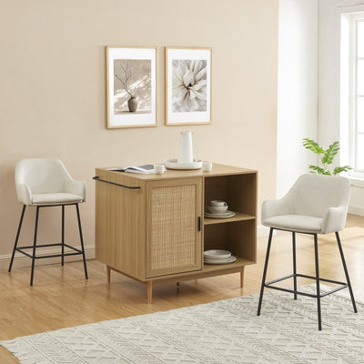 Lot de 2 tabourets de bar NILS tissu beige H67,5 cm