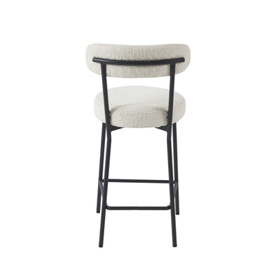 Lot de 2 tabourets de bar NOA tissu bouclette blanc H66 cm
