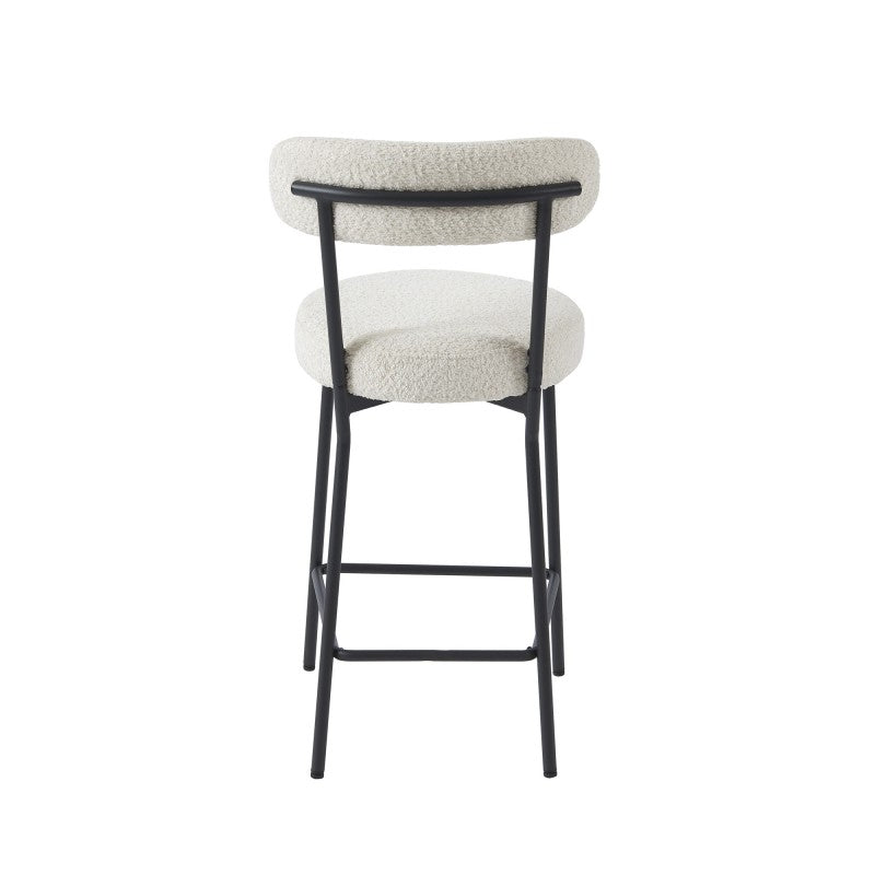 Lot de 2 tabourets de bar NOA tissu bouclette blanc H66 cm