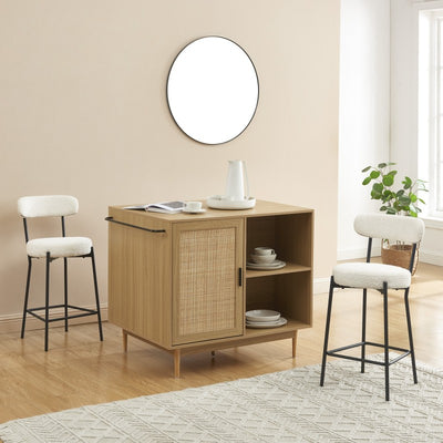 Lot de 2 tabourets de bar NOA tissu bouclette blanc H66 cm