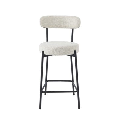 Lot de 2 tabourets de bar NOA tissu bouclette blanc H66 cm