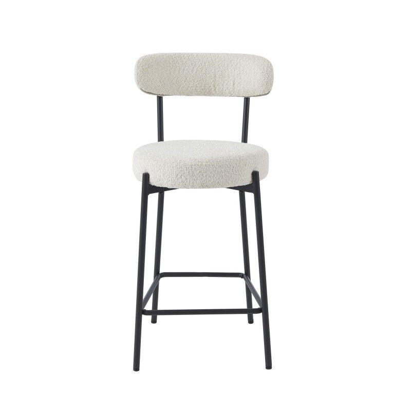 Lot de 2 tabourets de bar NOA tissu bouclette blanc H66 cm
