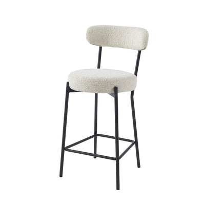 Lot de 2 tabourets de bar NOA tissu bouclette blanc H66 cm