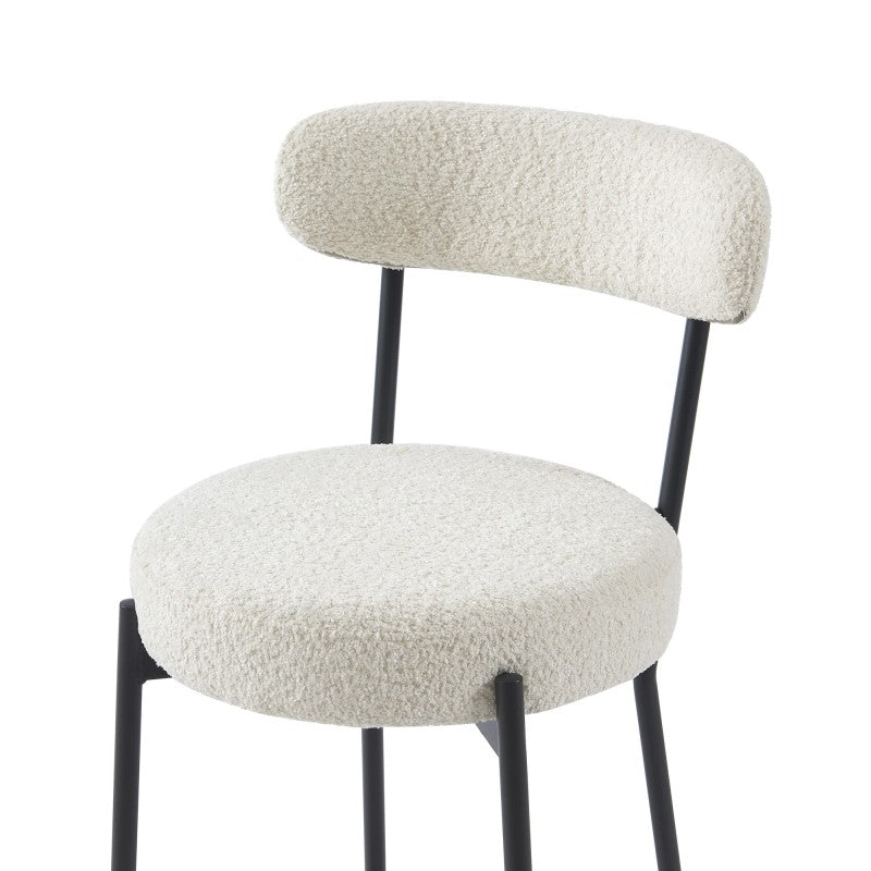 Lot de 2 tabourets de bar NOA tissu bouclette blanc H66 cm