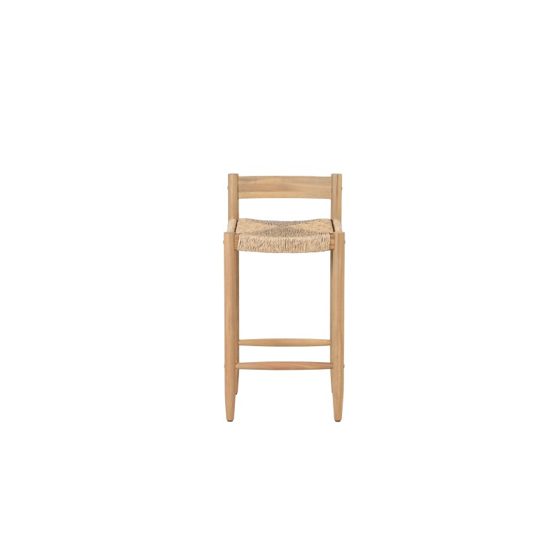 Lot de 2 tabourets de bar intérieur/extérieur TEVA bois d'acacia et résine tressée H65 cm