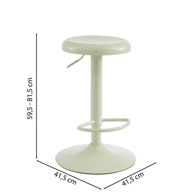 Tabouret de bar HOLY métal vert amande mat réglable