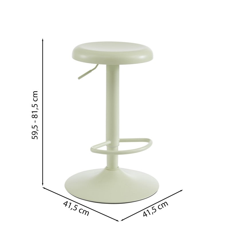 Tabouret de bar HOLY métal vert amande mat réglable
