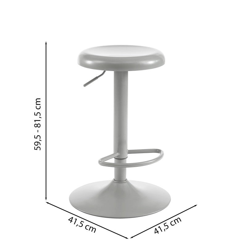 Tabouret de bar HOLY métal gris mat réglable