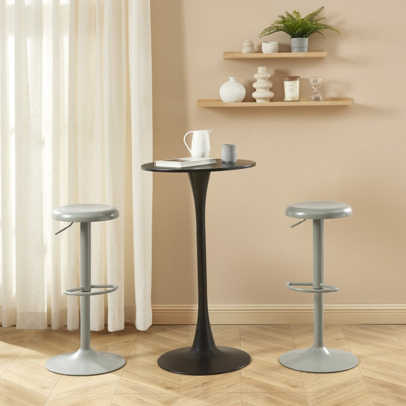 Tabouret de bar HOLY métal gris mat réglable