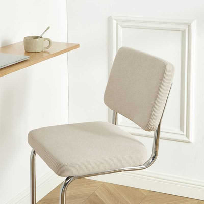 Lot de 2 tabourets mi-hauts JACK velours cotelé beige pied métal