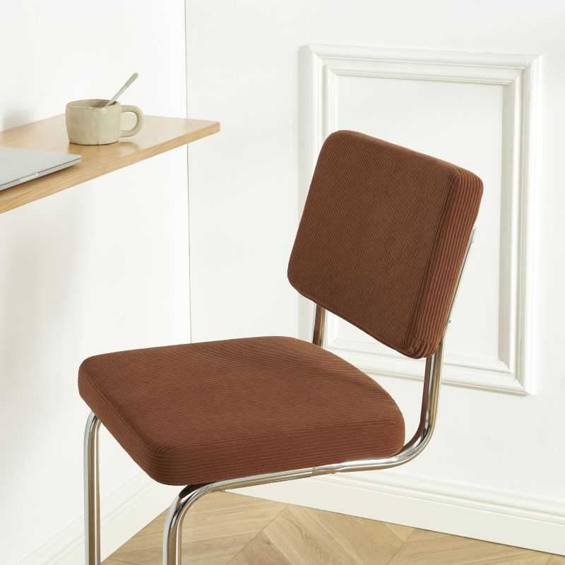 Lot de 2 tabourets mi-hauts JACK velours côtelé terracotta pied métal